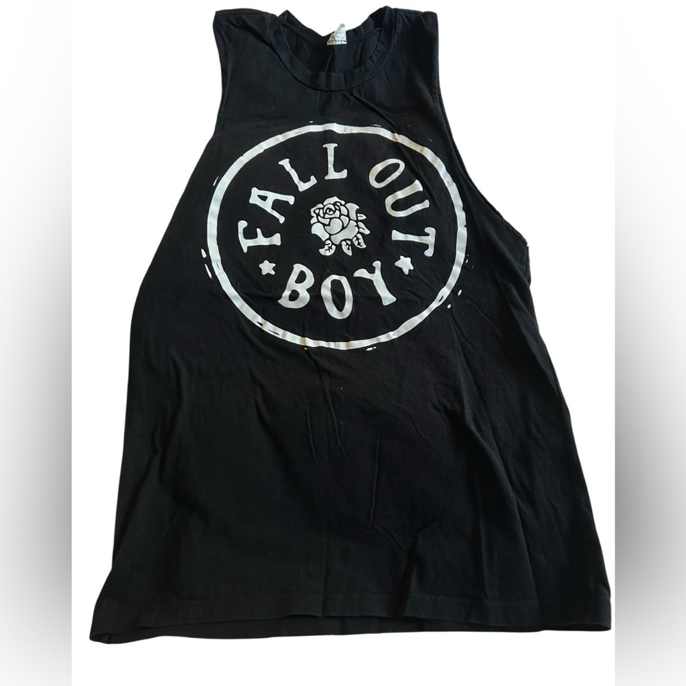 Fall out boy black circle rose tank small T-shirt